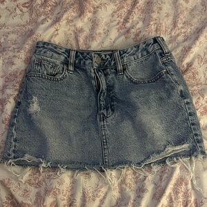 PacSun Distressed Light Blue Mini Skirt